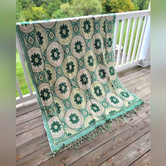 Vintage Other - Vintage Green Rug Carpet Picnic Blanket